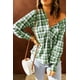 thumbnail image 3 of ABPHQTO Chaqueta de mujer verde con capucha y cordón a cuadros, 3 of 5