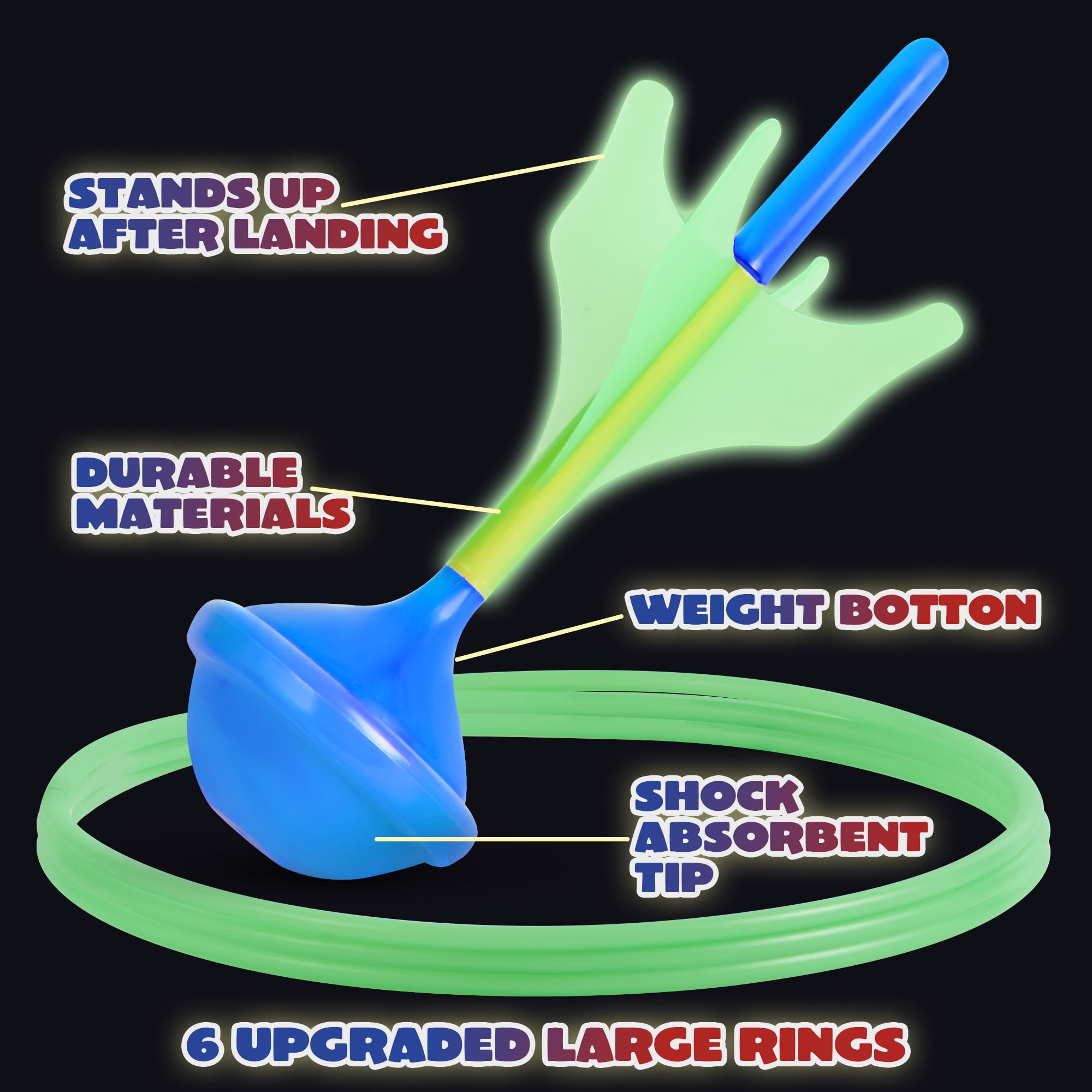 SYNCFUN 6Pcs Lawn Darts Games Set for Kids and Adults, Glow in The Dark Yard Games for Family, Camping, Outdoor Sports