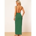 thumbnail image 4 of Vestido largo cruzado de algodón sin espalda con tiras de espagueti para la playa para mujer Verde S, 4 of 5
