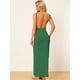 thumbnail image 4 of Vestido largo cruzado de algodón sin espalda con tiras de espagueti para la playa para mujer Verde S, 4 of 5