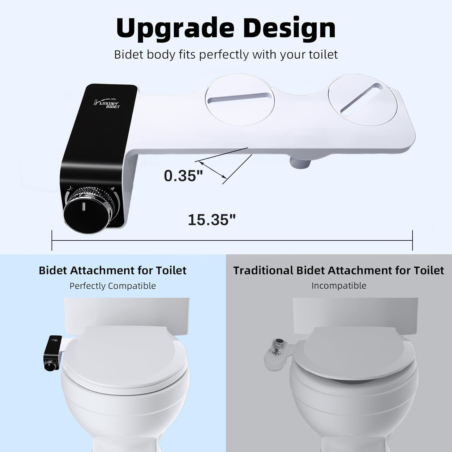 Behome Bidet Attachment for Toilet, Non-Electric Bidet Attachment for Toilet Seat, Easy Install Bidet Toilet Seat Attachment with Adjustable Water Pressure