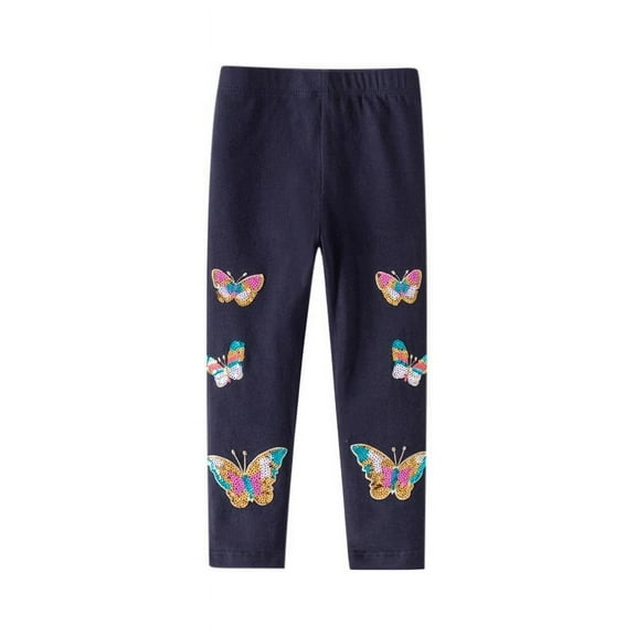 Gpaecead Girls Leggings Ankle Length, Comfortable Cartoon Printed Leggings for Girls, Cotton Tights Softness and Breathability 6 Years Navy
