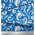 thumbnail image 3 of Soimoi Blue Cotton Cambric Fabric Filigree Damask Printed Fabric 1 Yard 42 Inch Wide, 3 of 3