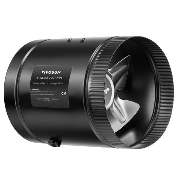 Ventilador de conducto de refuerzo en línea VIVOSUN, 6 pulgadas, 240 m³/h, negro