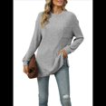 thumbnail image 1 of Camisa de Larga para Mujer, Suéter de Otoño, Túnica Informal, Ropa Holgada de Otoño con Bolsillos. Gris L, 1 of 10