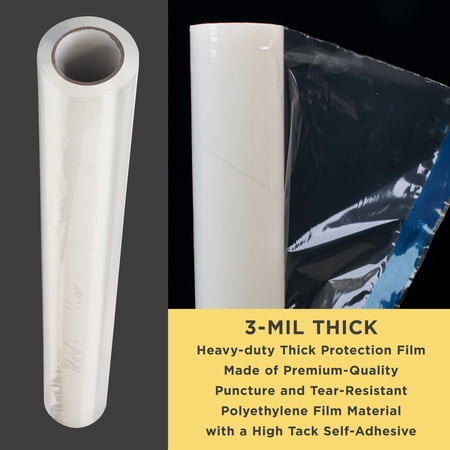 Dura-Gold Carpet Protection Film, 24-inch x 200' Roll - Clear Self Adhesive Temporary Carpet Protective Covering Tape - Protect Against Foot Traffic, Paint Spills, Dust, Construction Debris, Moving