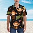 thumbnail image 5 of Uemuo Monkeys Swinging from Palms Printed Regular Fit Short Sleeve Casual Hawaiian Shirt for Men,Aloha shirt,Tropical shirt,Floral print shirt,Vacation Beach shirt-XX-Large, 5 of 9