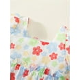 thumbnail image 4 of xiaxaixu Robes de Fille Enfants, Manches Courtes Col Carré Imprimé Floral Volantée Princesse une-Doublée Robe de Taille Haute 9M-3Y, 4 of 9