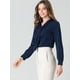 thumbnail image 2 of Blusa Elegante de Oficina Allegra K para mujer con cuello de Lazo y Manga Larga Azul marino XL, 2 of 6