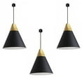 thumbnail image 1 of FSLiving Remote Control Pendant Light 3 Lights H-Type Track Pendant Lamps Scandinavian Style Pendant Lights for Kitchen Hanging Lamp Modern Wood and Aluminium Light Customizable - Black, 1 of 7