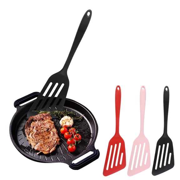 MOQIN Comfortable Handle Fish Spatula Nonstick, Slotted Nylon Fish Spatula with Rubber Wrapped Plastic Handle for Frying Flipping, Turning