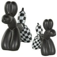 thumbnail image 6 of 9", 7"H Black Ceramic Balloon Dog Sculpture with Checkered Accents, by DecMode (2 Count), 6 of 9