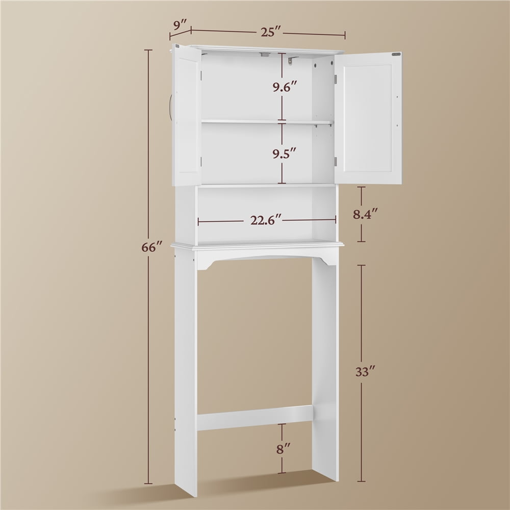 Yaheetech Over-the-Toilet Bathroom Cabinet with Adjustable Shelf,White