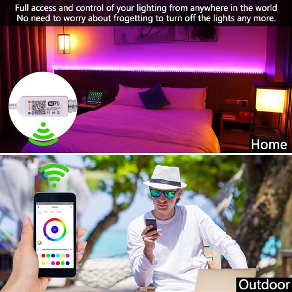 LED Strip Lights, Smart WiFi Waterproof LED Rope Lights, 20 Colors Changing Tape Light with 12V Power Supply for Room, Bedroom, TV, Kitchen, Desk