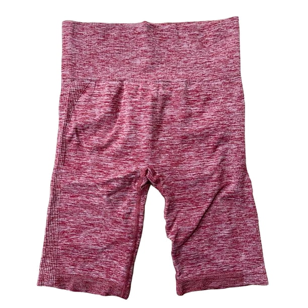 Pantalones cortos de ciclismo para mujer, de cintura alta, para entrenamiento, yoga, correr, compresión, ejercicio Rosa
