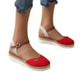thumbnail image 4 of Sandals for Women Clearance, Xunlbb Women's Large-size Matching Color Bun Back Empty Wedge Heels Lightweight Strap Sandals(Red,Size:42), 4 of 8