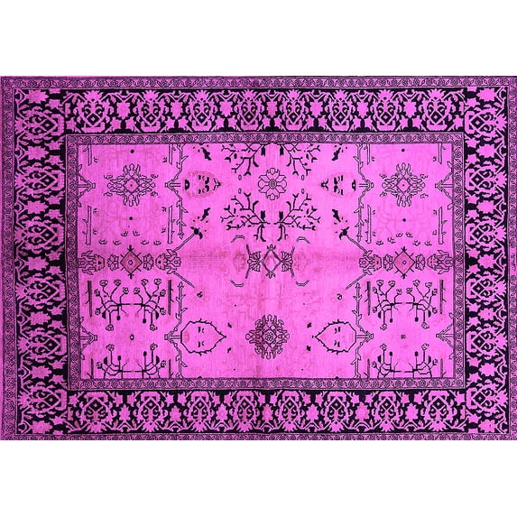 Ahgly Company Indoor Rectangle Oriental Pink Industrial Area Rugs, 5' x 7'