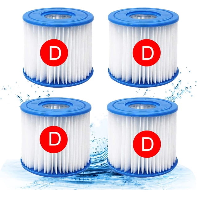 Cartouche de Filtre de Piscine Type D de Remplacement pour Piscines hors Sol, Compatible avec Summer Waves Pool, RX600, RX330, SFX600 (4 Pack), Blanc
