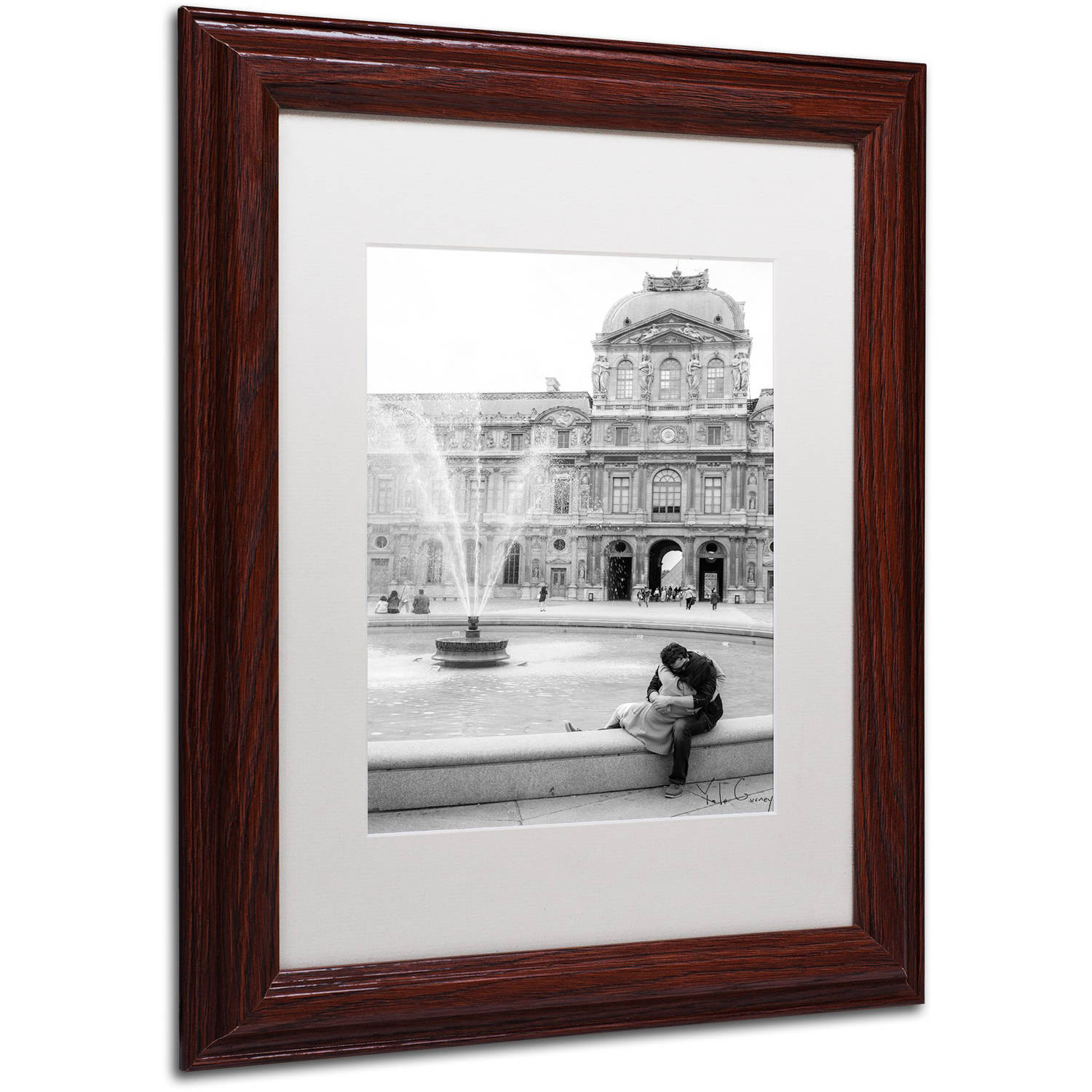 Trademark Fine Art "Paris Kiss" Canvas Art by Yale Gurney, White Matte, Wood Frame