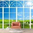 thumbnail image 2 of Idea4wall 4pcs Vies from French Window Peel and Stick Wallpaper Removable Wall Murals Large Wall Stickers for Home Decoration, 66"x24", 2 of 5