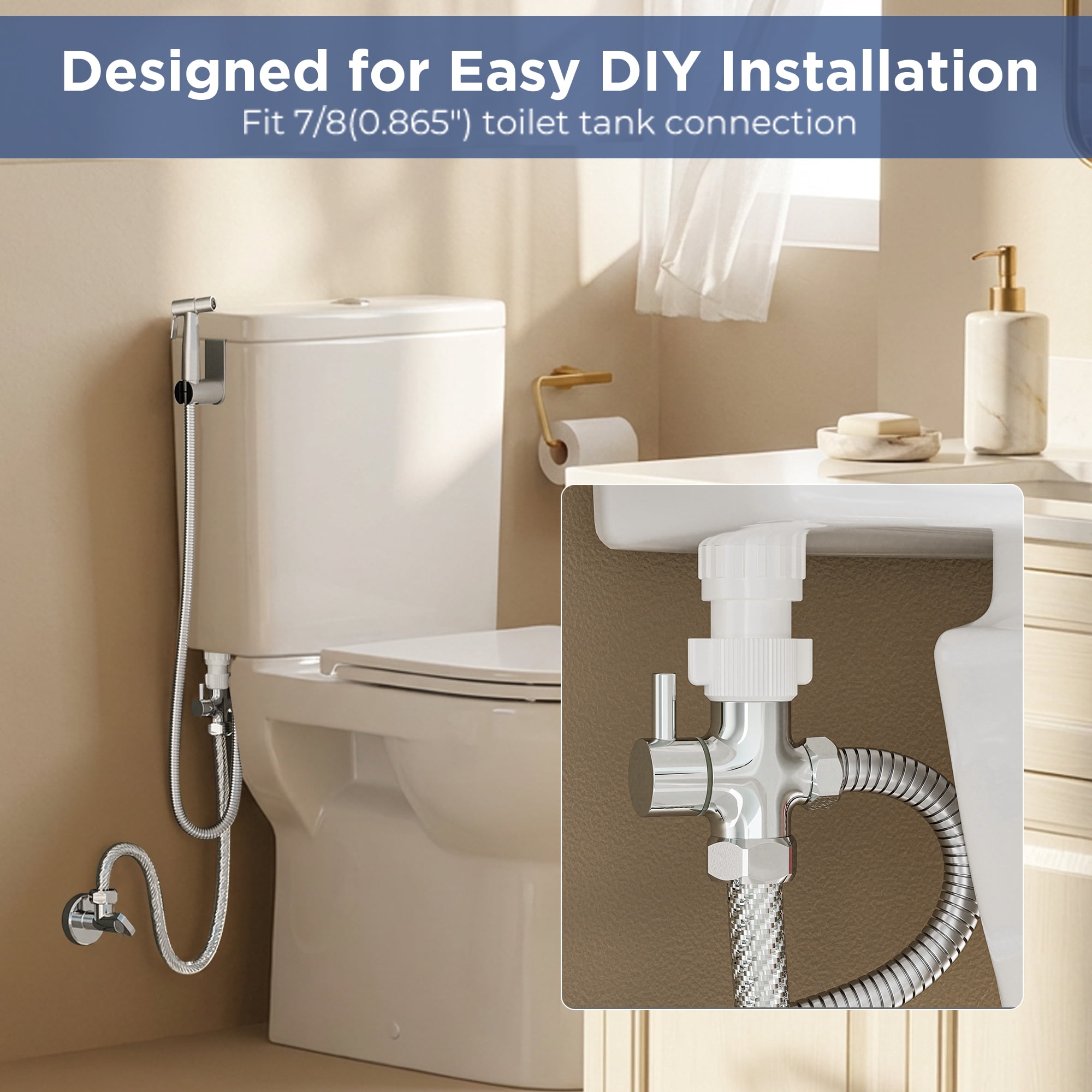 TVOFEK Handheld Bidet Sprayer for Toilet, Jet Spray Kit 2 Modes Adjustable Pressure, Bidet Attachment for Feminine Wash & Shower, Wall/Toilet Mount