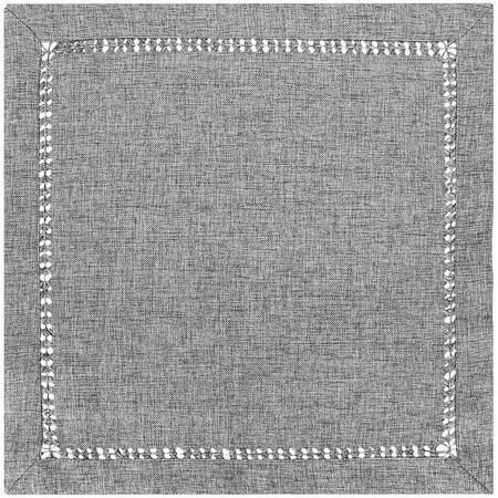 

Set of 4 Handcrafted Solid Dark Gray Color Dinner Napkins. Double-Hemstitched. Square 18 x 18 Inches