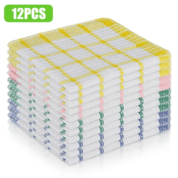 EEEkit 12Pcs 100% Cotton Dish Cloths, 11.8" x 11.8" Kitchen Waffle Towels, Mix Color
