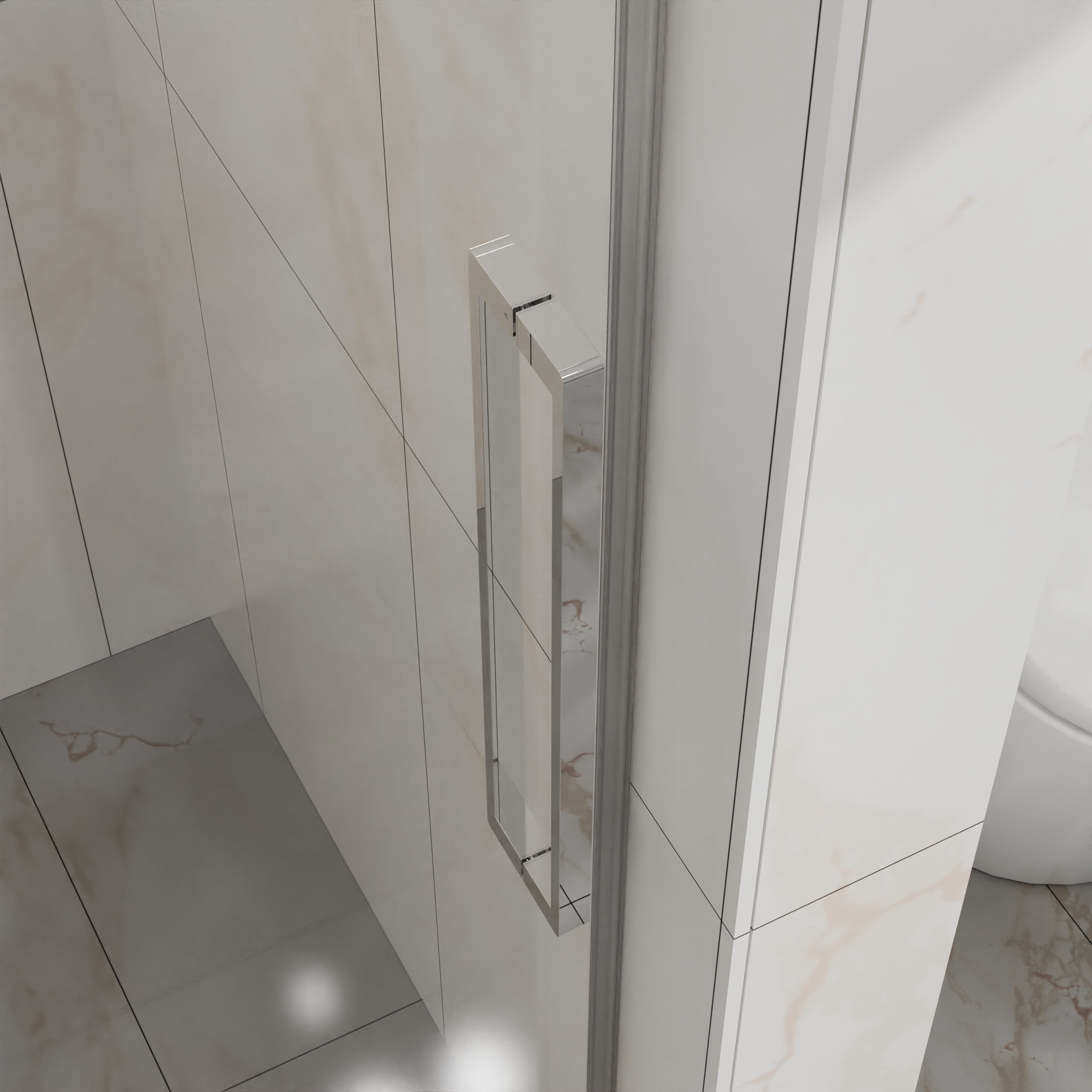 Frameless Shower Door, 48" W x 72" H Sleek Silent Sliding Glass Door, 1/4" (6mm) Thick Tempered Clear Glass with Easy-clean Coating, Heavy-Duty 304 Stainless Steel, Chrome02