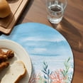 thumbnail image 3 of Summer Nautical Round 13 Inch Placemats Set of 4, Coastal Beach Starfish Coral Shell Blue HeatResistant Non Slip Place Mats for Dining Table, Wipeable Braided Kitchen Table Mats for Housewarming, 3 of 9