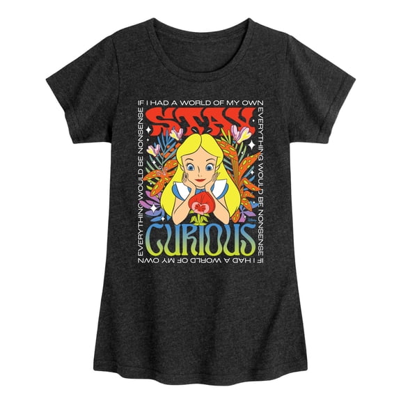 Alice in Wonderland - Stay Curious - Youth Girls Fitted Short Sleeve T-Shirt