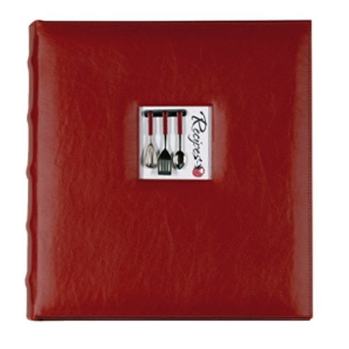 C.R. Gibson Red Leather Kitchen Recipe Keeper Binder 11" x 12"