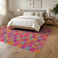 thumbnail image 3 of ODIKA 6'x9' Washable Area Rug Whimsical Funky Swirl Motif Geometric Squares Playroom Maximalist for Queen Size Bedroom, Under Bed, Master Suite, Easy Care, Non-Shedding, 3 of 7