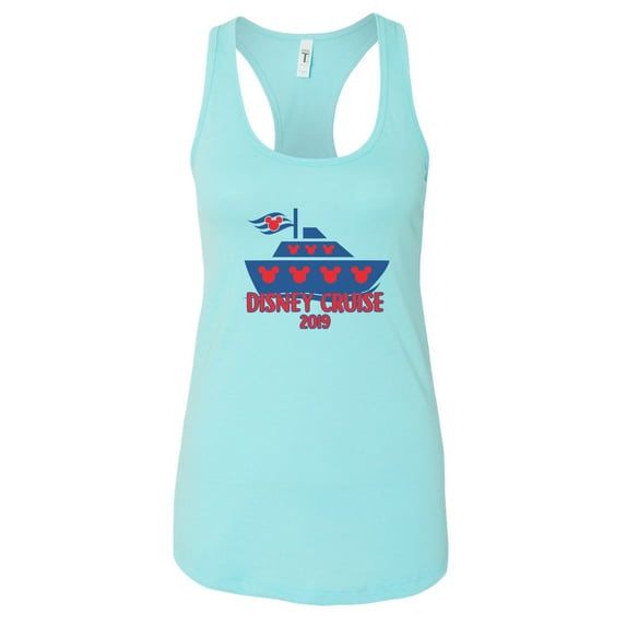 Women’s “Disney Cruise 2019” Next Level Racerback Tank Top USA MADE RB Clothing Co Cancun Blue, X-Large