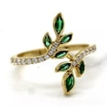 thumbnail image 4 of K-KED Gold plated Rings Leaves Cut Cubic Zircon Women Wedding Delicate Jewelry Gift Sz 6-10-9, 4 of 6