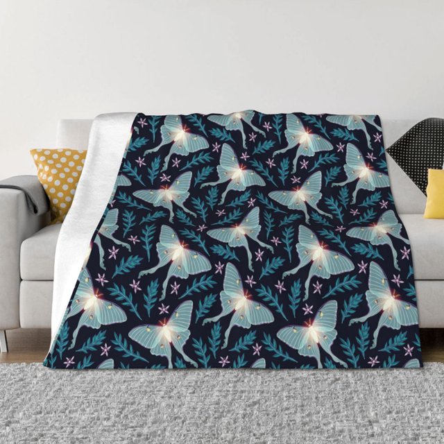 Fotbe Glowing Butterfly Manta de Franela con Estampado, Manta Ultrasuave para Cama, Sofá, Auto, Hipoalergénica y Antibolitas-40"x30"