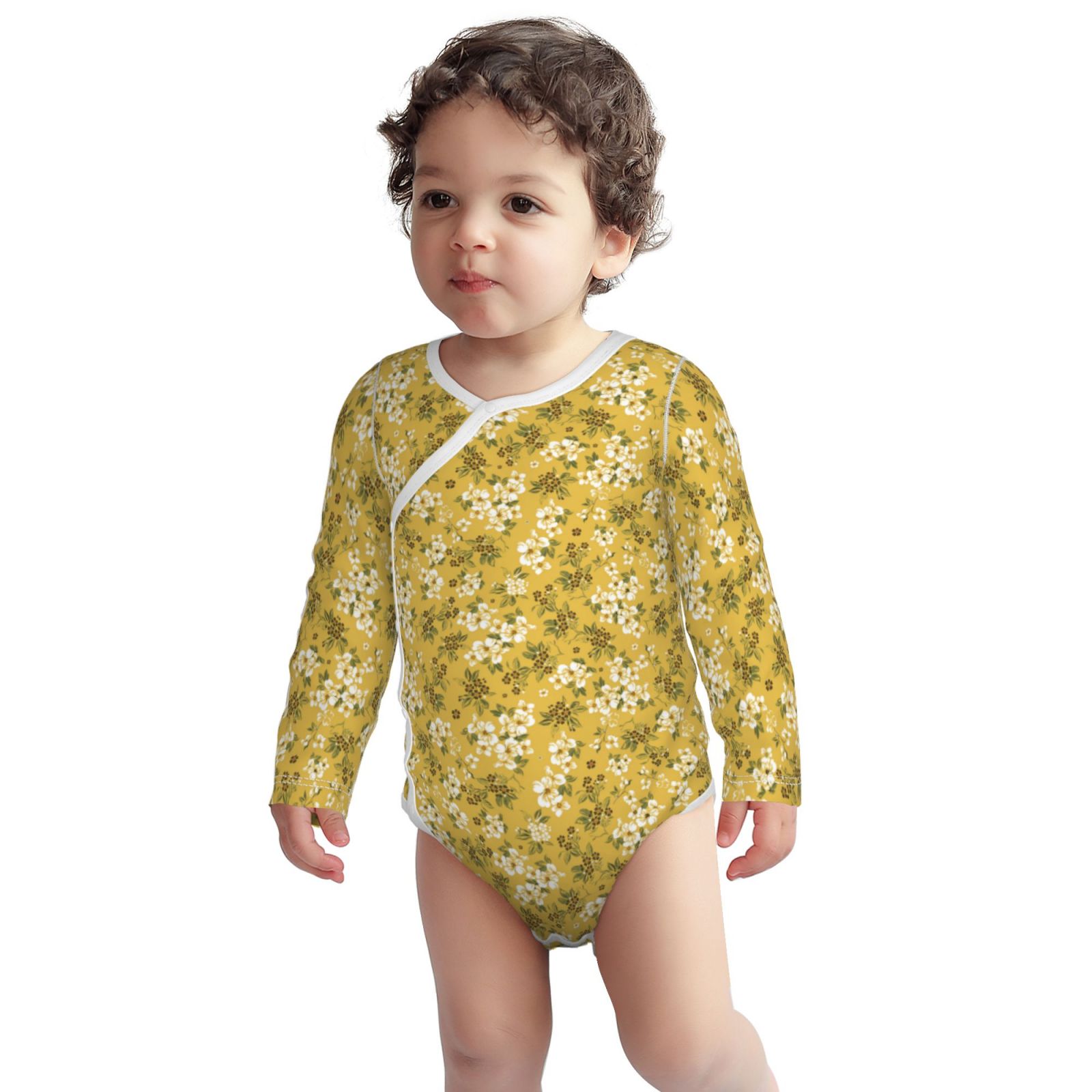 Xecao Flower Print Baby unisex-baby Cotton Long-sleeve Bodysuits-2 Years