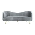 thumbnail image 3 of Maklaine Modern Upholstered Velvet Sofa with Camel Back in Gray, 3 of 7