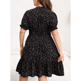 thumbnail image 2 of Musefolio Women's summer plump retro wave point draw pleated V-neck all match show thin dress 1X-4X, 2 of 6