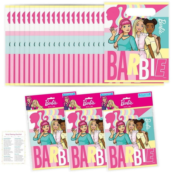 Juego de bolsas únicas para regalo de cumpleaños de Barbie, 24 bolsas y 1 lista de verificación