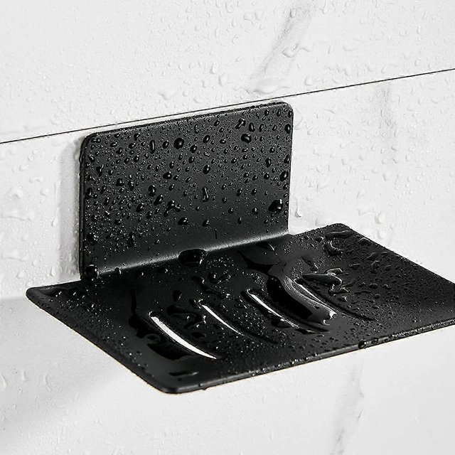 Wall Mounted Soap Dish No Drilling Stainless Steel Shower Soap Dish Self Adhesive STAINLESS STEEL Soap Holder (Black)