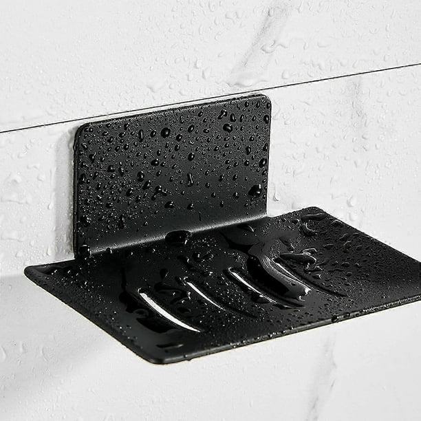 Wall Mounted Soap Dish No Drilling Stainless Steel Shower Soap Dish Self Adhesive STAINLESS STEEL Soap Holder (Black)