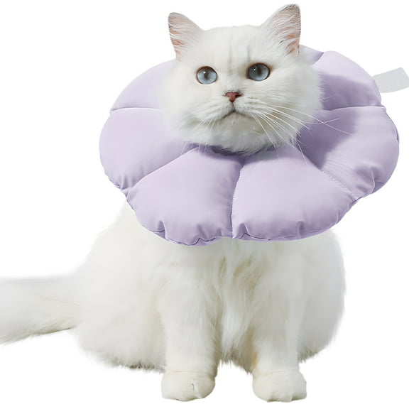 PP Cat Cone Collar Cute Waterproof Cat Recovery Collar,Anti-Bite Lick Wound Healing Safety Elizabethan e Collar for Cats Purple Flower All-Season Style