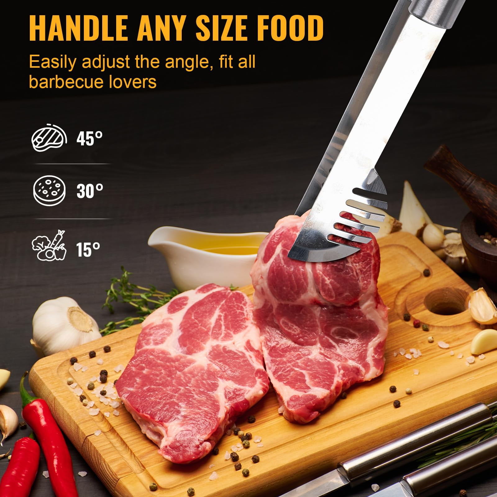 LHRIVER Stainless Steel BBQ Tool Grilling Accessories Kit with Bag for Camping, Kitchen