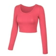 thumbnail image 2 of KOGMO Womens Long Sleeve Crop Top Solid Round Neck T Shirt, 2 of 8