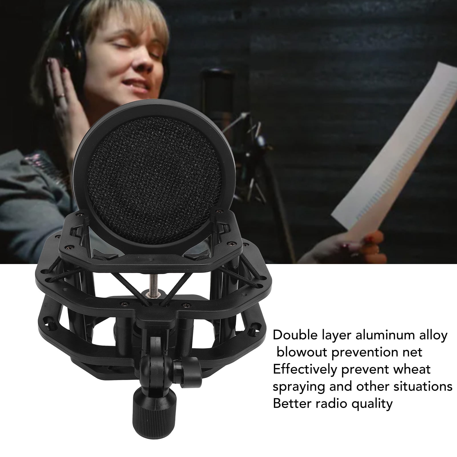 YAHHU Professional Microphone Shock Mount Filter Adjustable Recording Mic Holder Clip Pack for Neumann U87 Dia 24MM (0.94 inches)