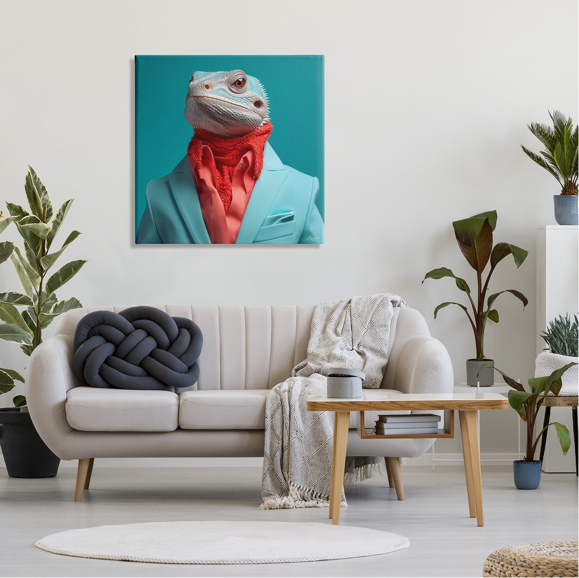 Stupell Industries Trendy Iguana Portrait Animals & Insects Painting Gallery Wrapped Canvas Art Print Wall Art, 30 x 30