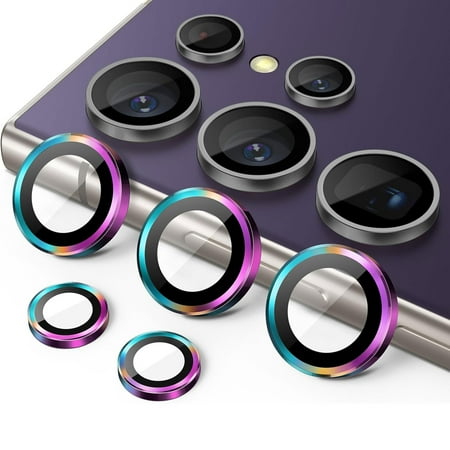 for Samsung Galaxy S25 Ultra Camera Lens Protector, 9H Tempered Glass Camera Cover Screen Protector Metal Individual Ring for Samsung Galaxy S25 Ultra, Multicolour