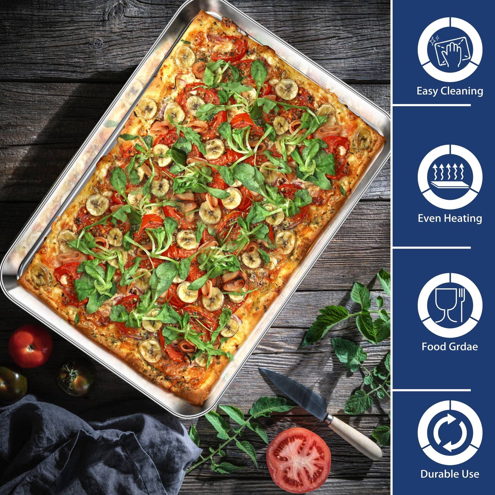 Baking & Cookie Sheets 17.3 Inch Stainless Steel Oven Pan Tray Set of 2