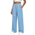 thumbnail image 3 of Sweatpants for Women Ihhxva Women's Casual with Pockets Elastic Waist Joggers, Loose Fit, Soft Cotton , Lounge, Workout, Daily Wear, Tapered Leg, Black, Grey S-3XL, 3 of 9