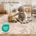 thumbnail image 4 of ODIKA 2'x3' Green Pink Marigold Floral Pattern Washable Throw Rug Elegant William Morris Inspired Design Non-Slip, Low Profile, Flatwoven, Easy Care for Hallway, Study Room, 4 of 7